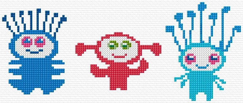 Aliens free cross-stitch pattern