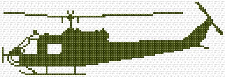 UH-1 Huey Helicopter free cross-stitch pattern