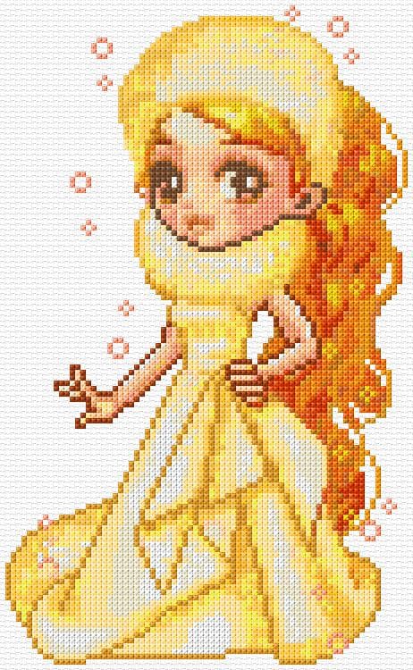 Yellow Fairy free cross-stitch pattern
