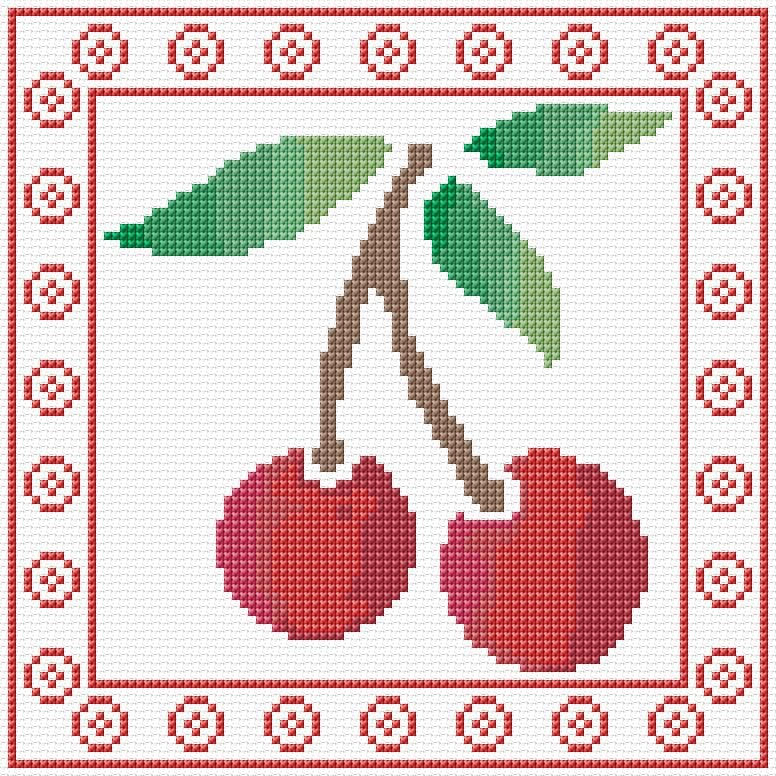 Cherries free cross-stitch pattern
