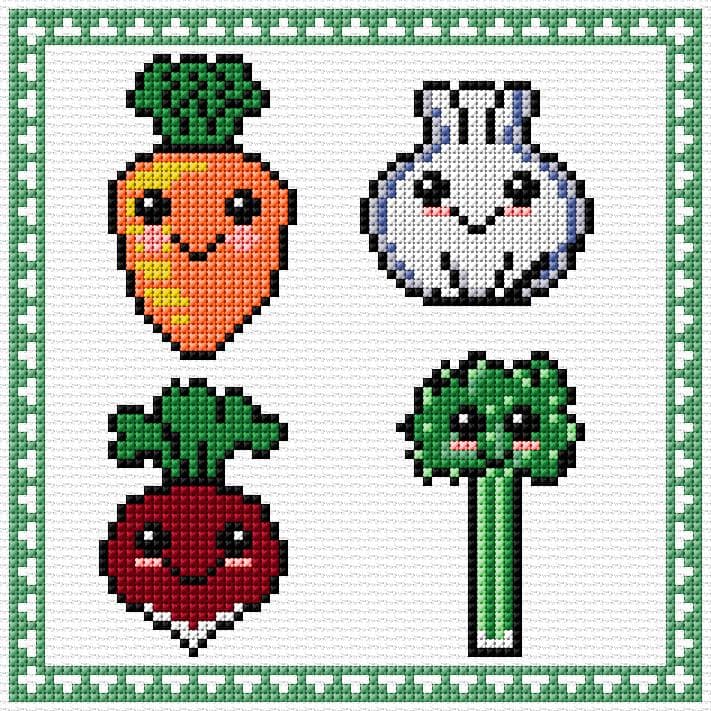 Vegetables free cross-stitch pattern