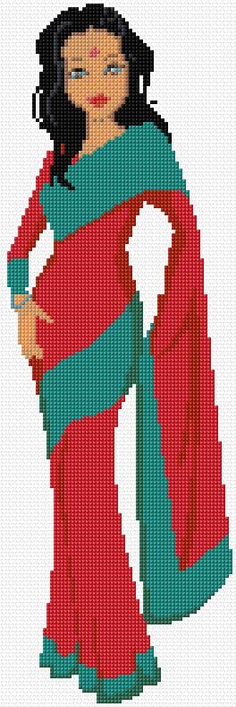 Indian Woman free cross-stitch pattern