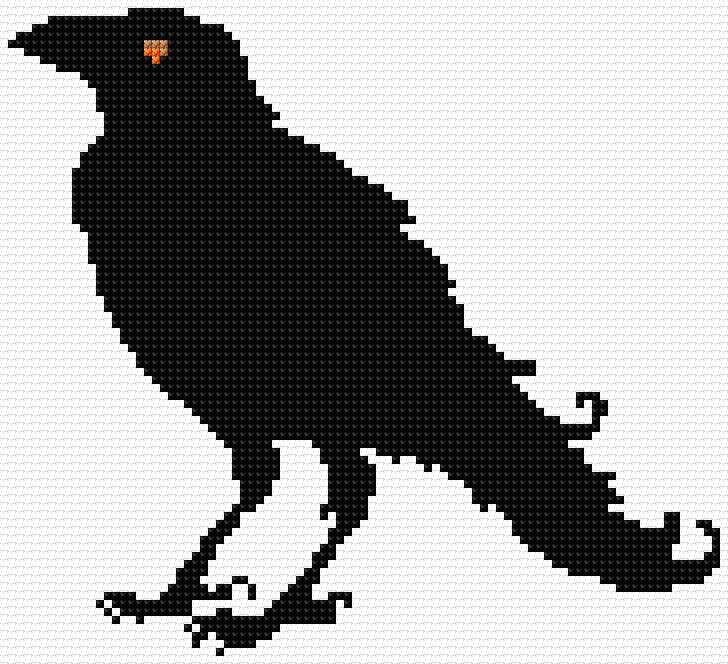 Crow free cross-stitch pattern