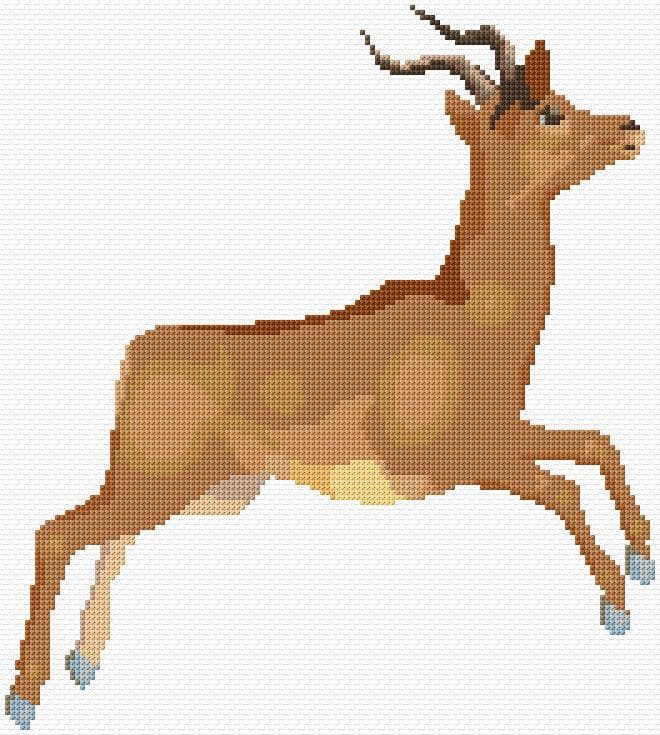African Antelope free cross-stitch pattern