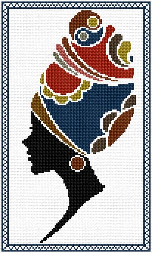 African Woman free cross-stitch pattern