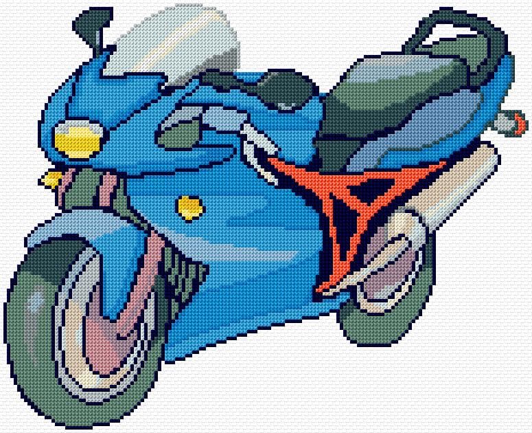 Motobike free cross-stitch pattern