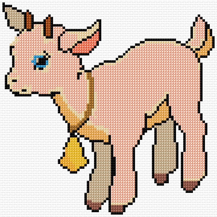 Baby Goat free cross-stitch pattern