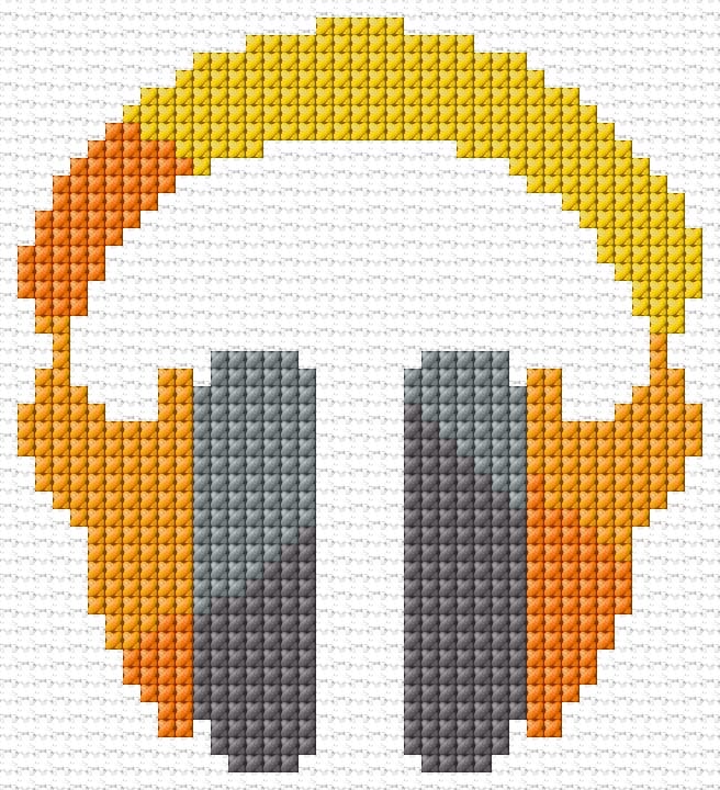 Headphones free cross-stitch pattern