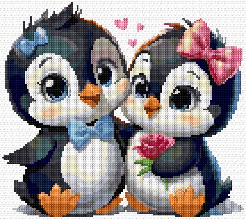 Pinguins free cross-stitch pattern