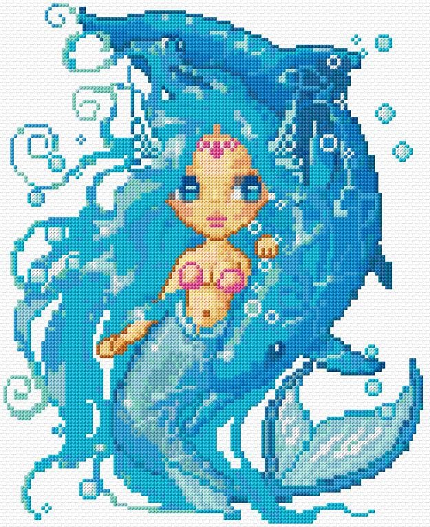 Mermaid free cross-stitch pattern