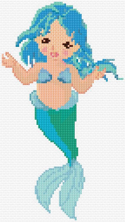 Mermaid free cross-stitch pattern