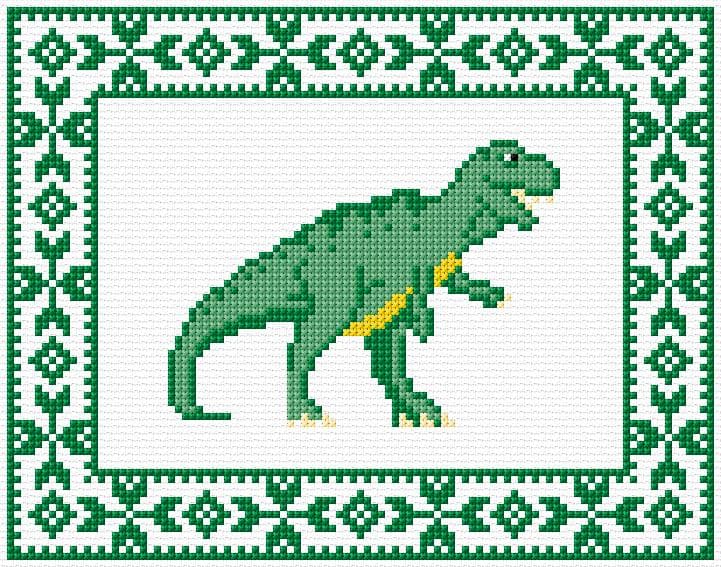 Dino free cross-stitch pattern