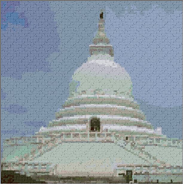 Buddhist Dagoba free cross-stitch pattern