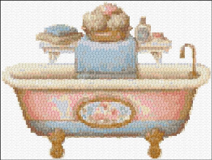 Bathroom free cross-stitch pattern