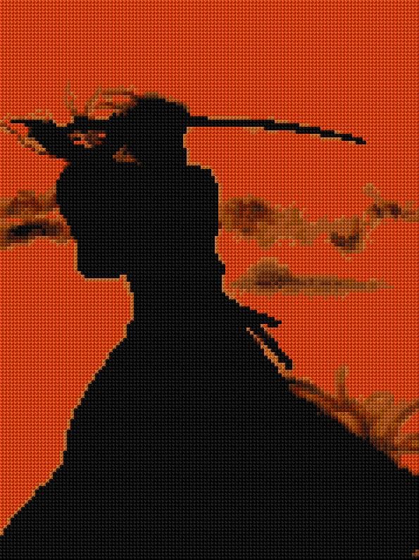 Samurai free cross-stitch pattern