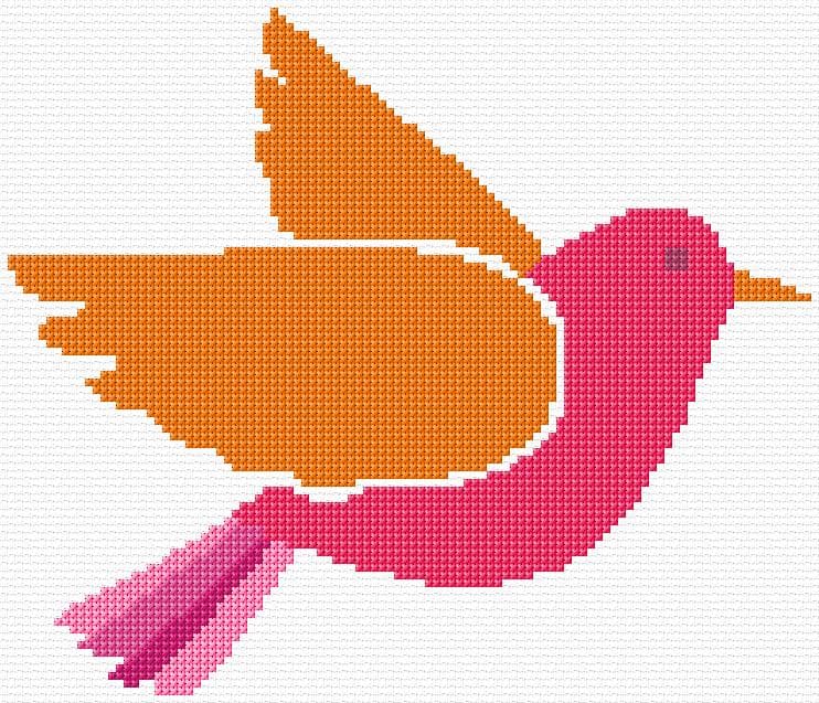 Bird free cross-stitch pattern