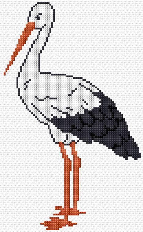 Stork free cross-stitch pattern