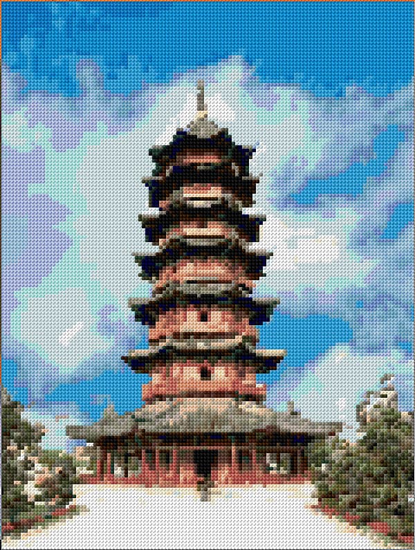 Suzhou Ruigang Pagoda free cross-stitch pattern